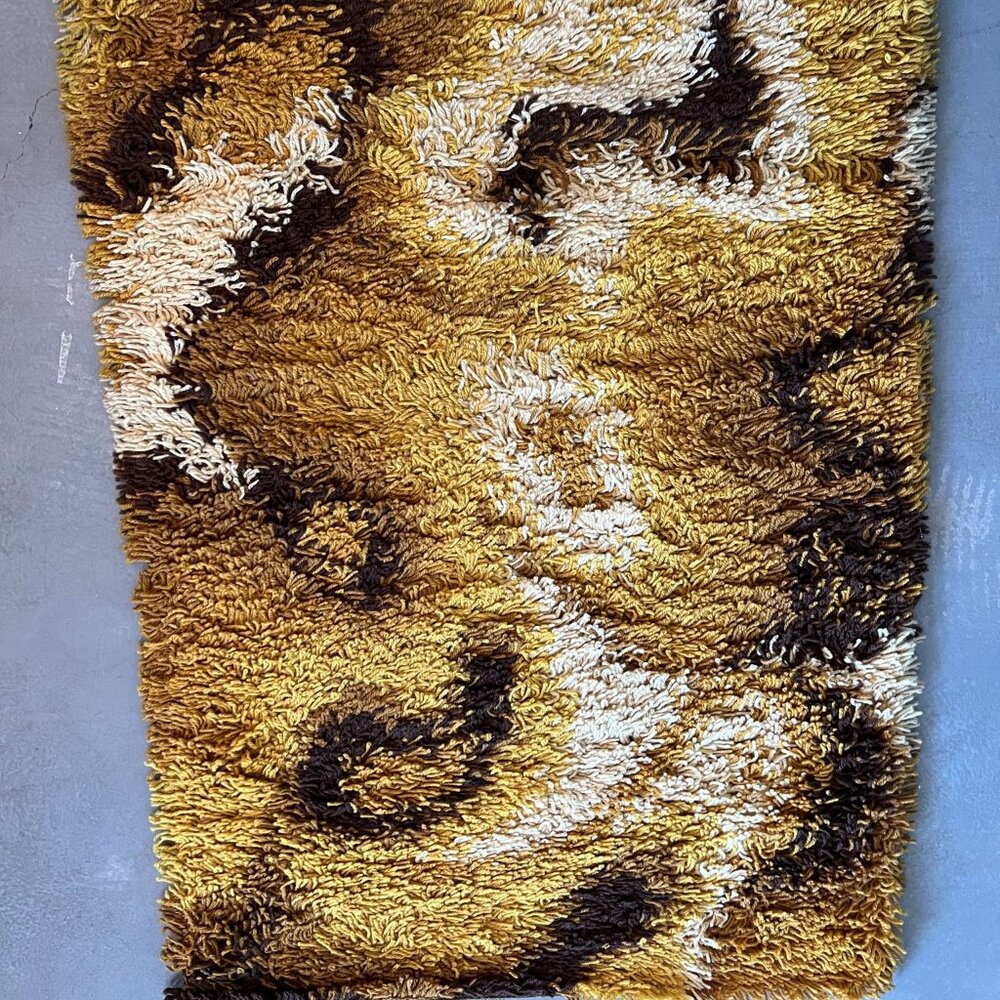 60's DANIA TAEPPER Waves Abstract UNUSED Mid Century Modern Danish Rya Rug